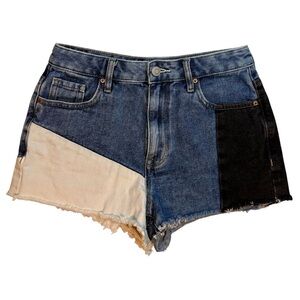 PacSun High Rise Festival Patchwork Denim Shorts Size 25